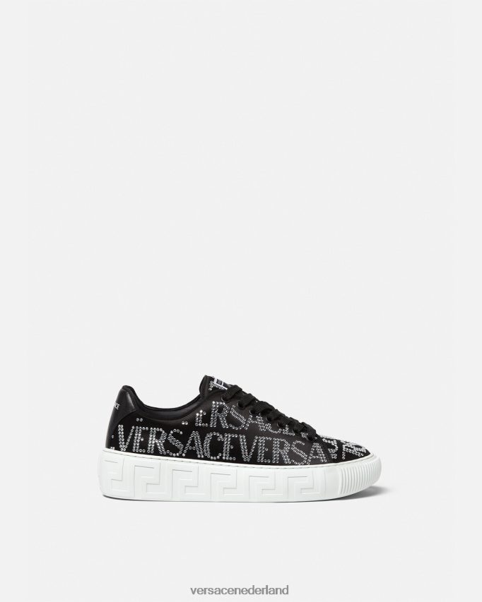 Versace Greca sneakers met kristallen allover vrouwen zwart schoen J2T4F4498