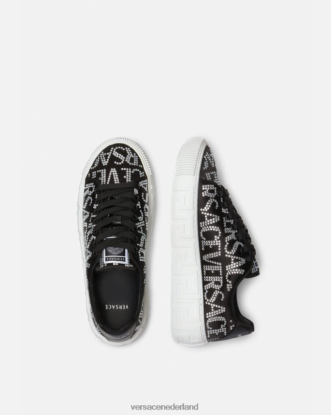 Versace Greca sneakers met kristallen allover vrouwen zwart schoen J2T4F4498