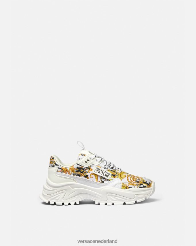Versace couture wandelschoenen met logo vrouwen goud en wit schoen J2T4F42287
