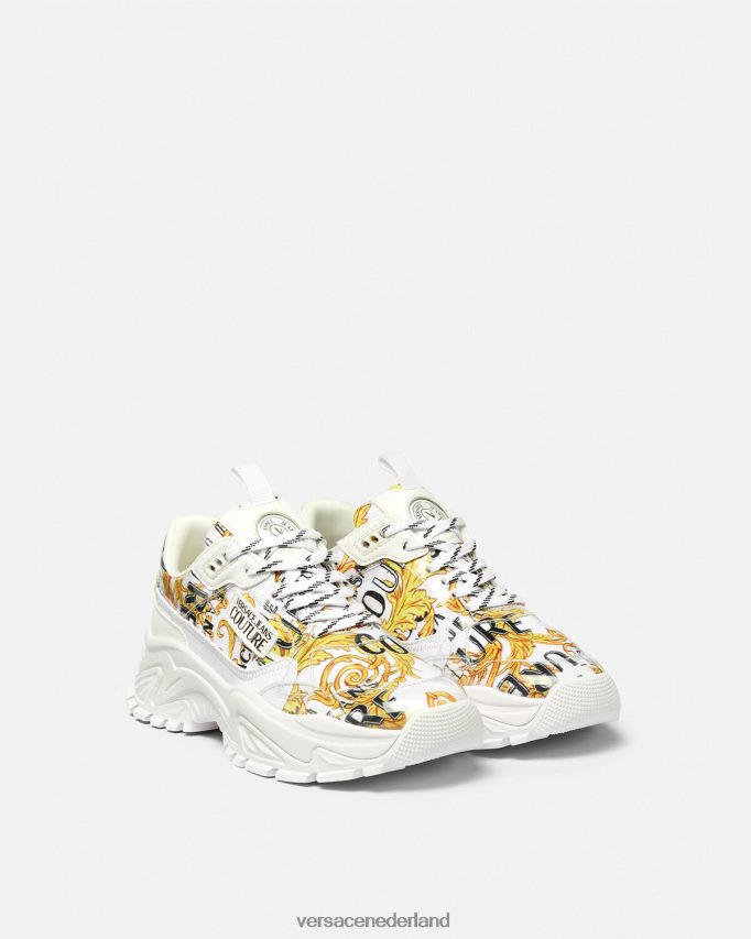 Versace couture wandelschoenen met logo vrouwen goud en wit schoen J2T4F42287