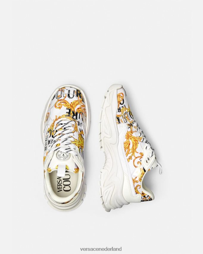 Versace couture wandelschoenen met logo vrouwen goud en wit schoen J2T4F42287