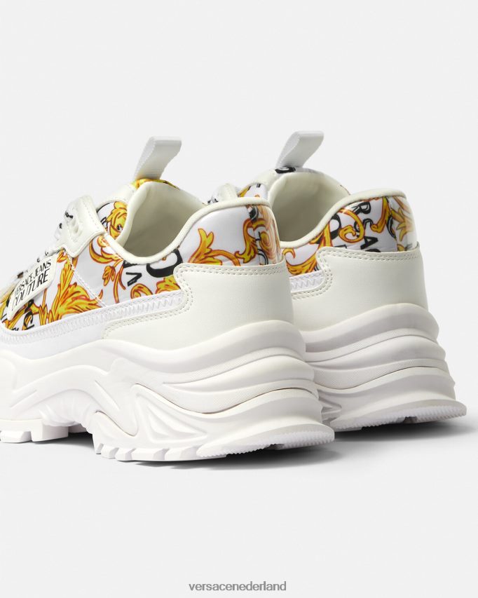Versace couture wandelschoenen met logo vrouwen goud en wit schoen J2T4F42287