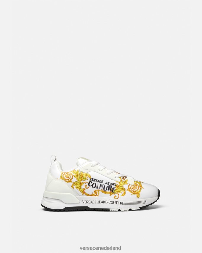 Versace logo couture dynamische sneakers vrouwen goud en wit schoen J2T4F42279