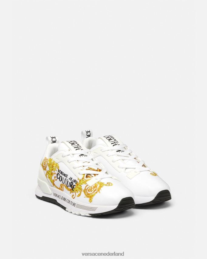 Versace logo couture dynamische sneakers vrouwen goud en wit schoen J2T4F42279
