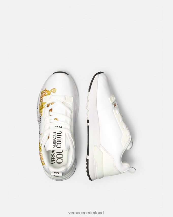 Versace logo couture dynamische sneakers vrouwen goud en wit schoen J2T4F42279