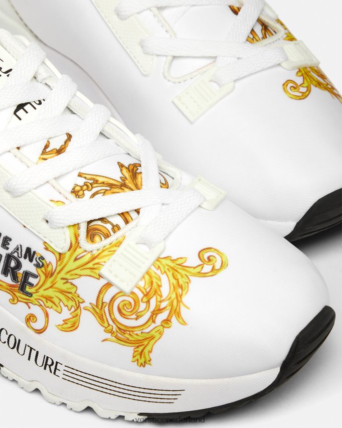 Versace logo couture dynamische sneakers vrouwen goud en wit schoen J2T4F42279