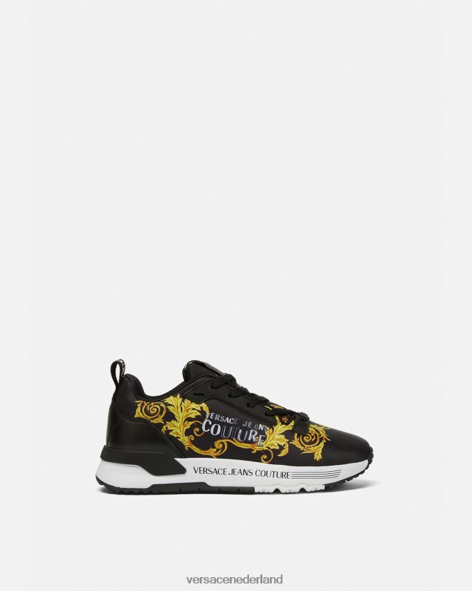 Versace logo couture dynamische sneakers vrouwen zwart goud schoen J2T4F42280
