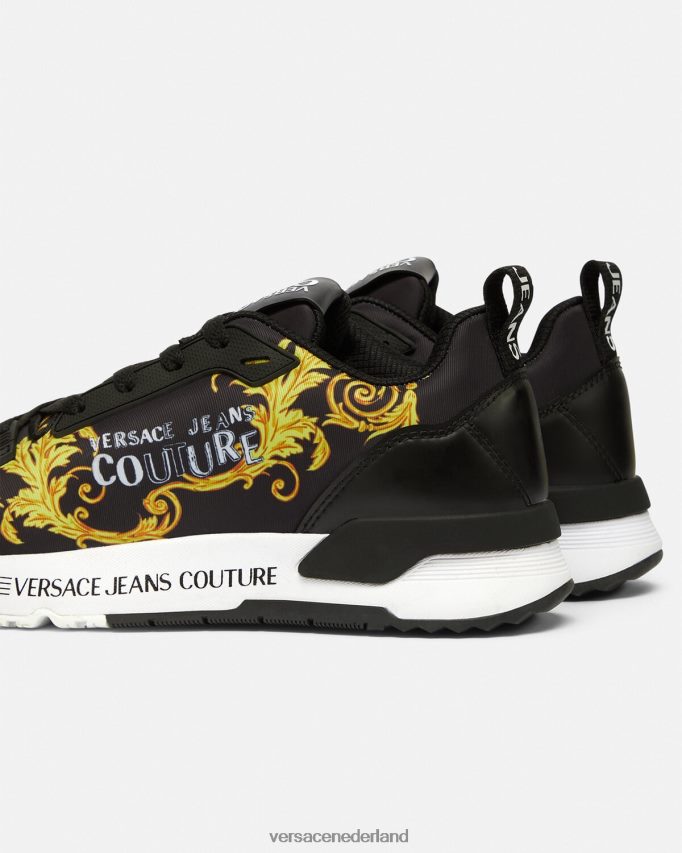 Versace logo couture dynamische sneakers vrouwen zwart goud schoen J2T4F42280