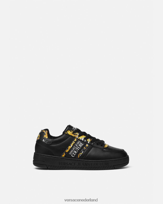 Versace meyssa sneakers met logoborstelcouture vrouwen zwart goud schoen J2T4F42296