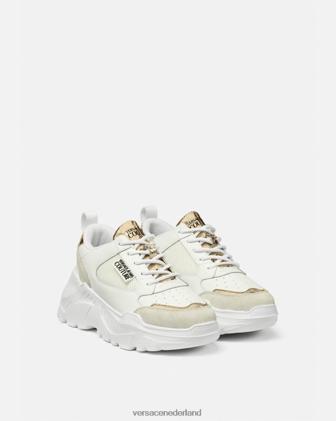 Versace speedtrack-sneakers vrouwen goud en wit schoen J2T4F42264