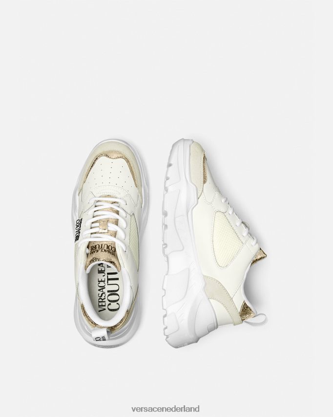 Versace speedtrack-sneakers vrouwen goud en wit schoen J2T4F42264
