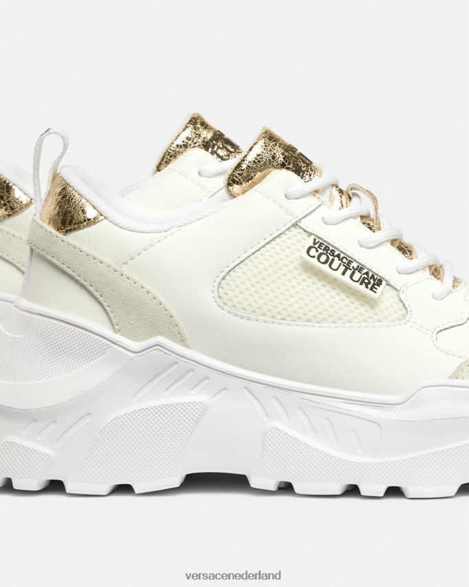 Versace speedtrack-sneakers vrouwen goud en wit schoen J2T4F42264
