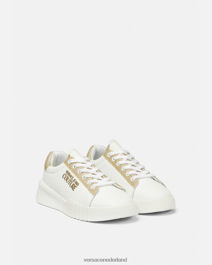Versace uptown-sneakers vrouwen goud en wit schoen J2T4F42311