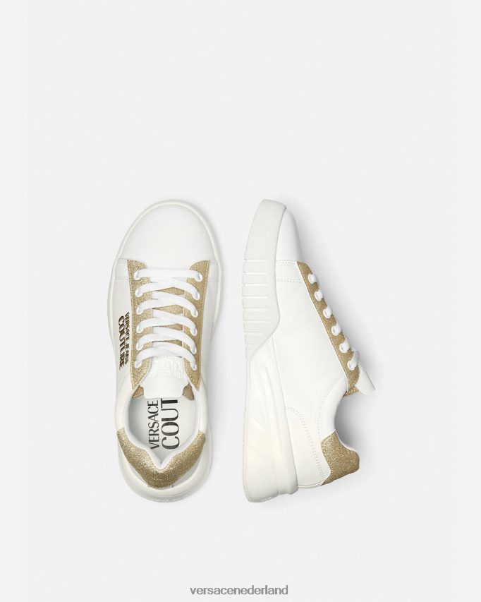 Versace uptown-sneakers vrouwen goud en wit schoen J2T4F42311