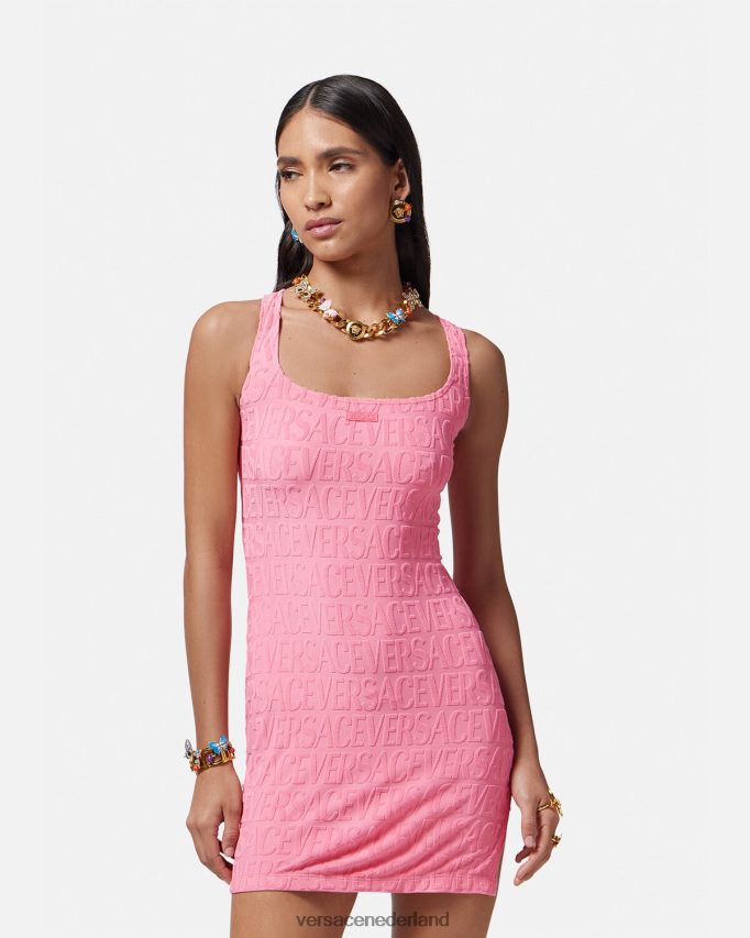 Versace allover handdoekjurk cover-up vrouwen roze ondergoed en strandkleding J2T4F41189