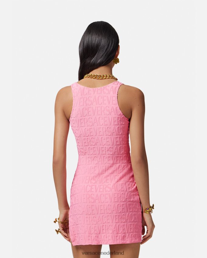 Versace allover handdoekjurk cover-up vrouwen roze ondergoed en strandkleding J2T4F41189
