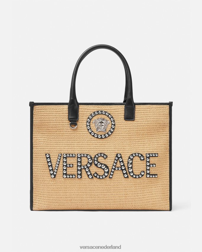 Versace La Medusa grote draagtas met studs vrouwen beige Tassen J2T4F4301