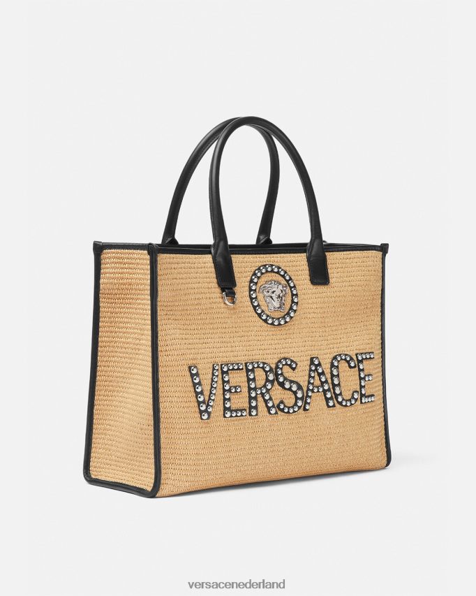 Versace La Medusa grote draagtas met studs vrouwen beige Tassen J2T4F4301