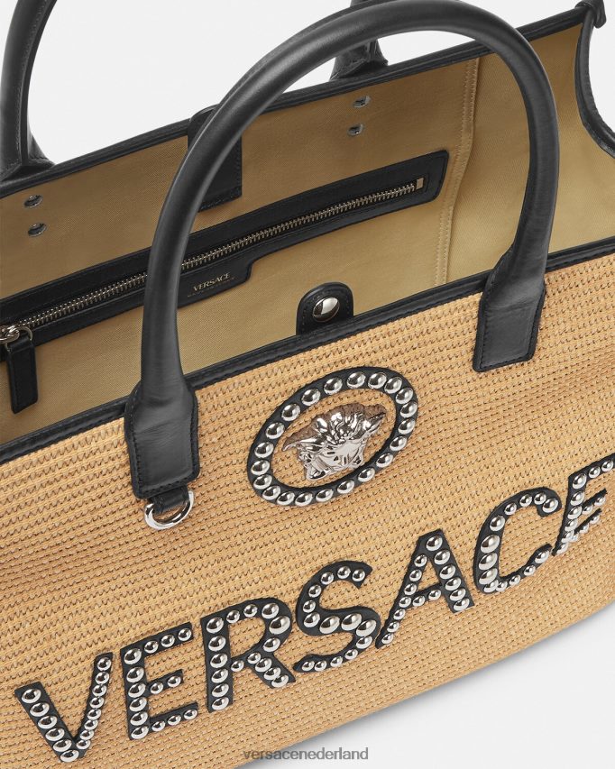 Versace La Medusa grote draagtas met studs vrouwen beige Tassen J2T4F4301