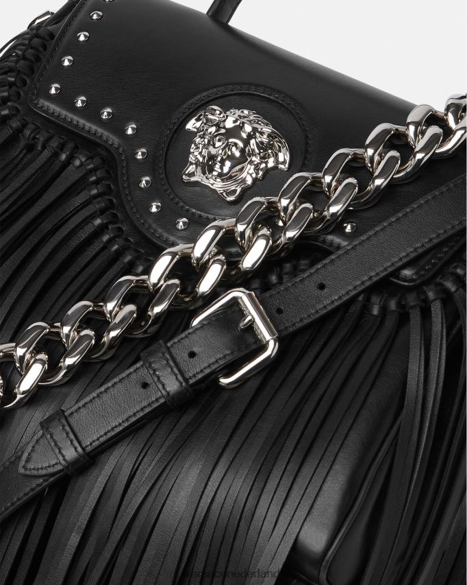 Versace la medusa handtas met franjes vrouwen zwart Tassen J2T4F4363