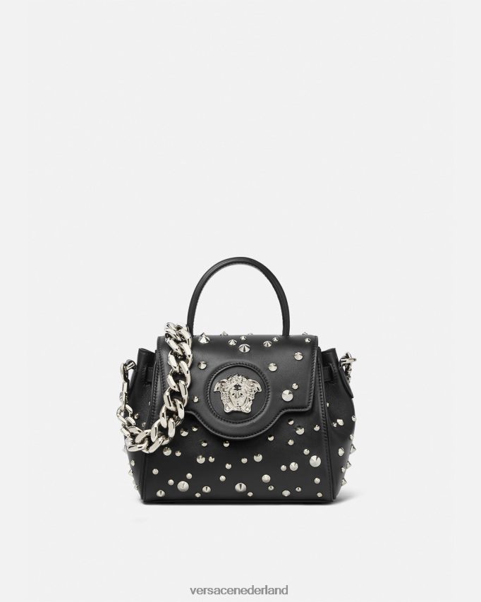 Versace la medusa kleine handtas met spikes vrouwen zwart Tassen J2T4F4350