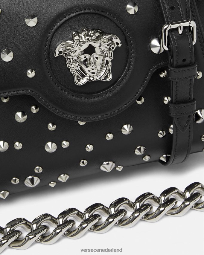 Versace la medusa kleine handtas met spikes vrouwen zwart Tassen J2T4F4350