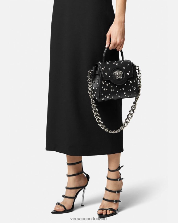 Versace la medusa kleine handtas met spikes vrouwen zwart Tassen J2T4F4350