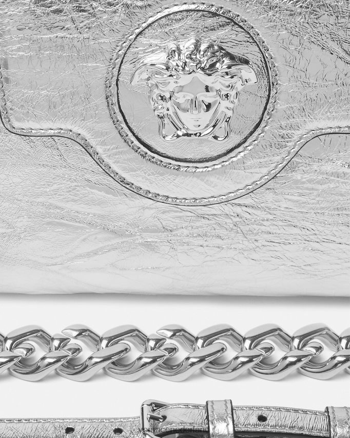 Versace la medusa metallic kleine handtas vrouwen grijs Tassen J2T4F4305