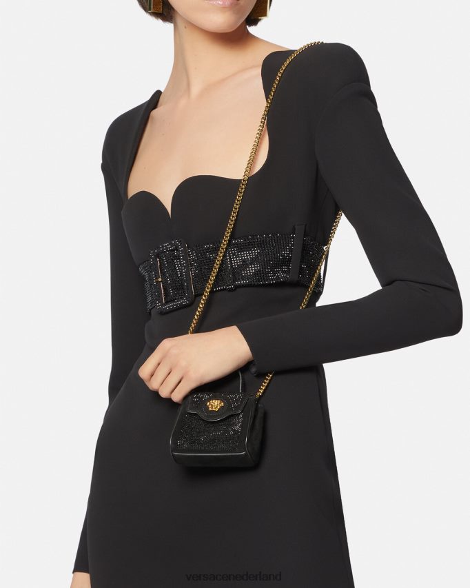 Versace la medusa microtasje met studs vrouwen zwart Tassen J2T4F4329