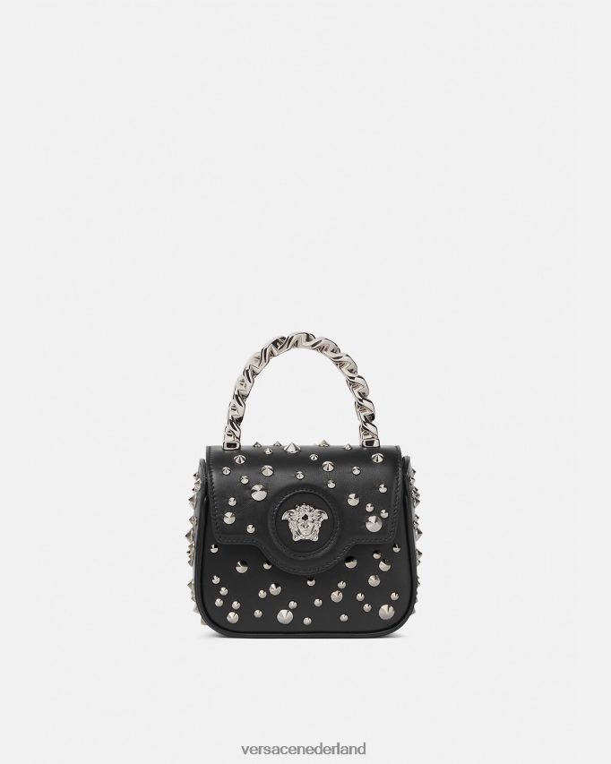 Versace la medusa mini-tasje met stekels vrouwen zwart Tassen J2T4F4352