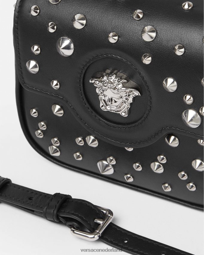 Versace la medusa mini-tasje met stekels vrouwen zwart Tassen J2T4F4352